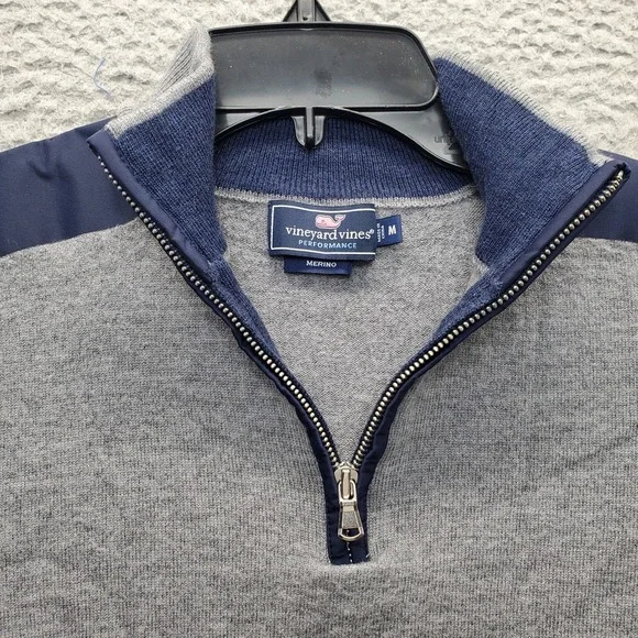 Vineyard Vines Sweater Womens M Gray Performance Knit Side Shoulder Quarter Zip - Picture 6 of 9